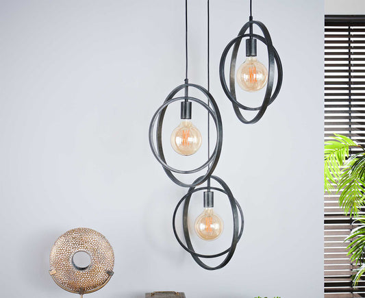 Hängelampe 3L Turn Around gestuft Charcoal