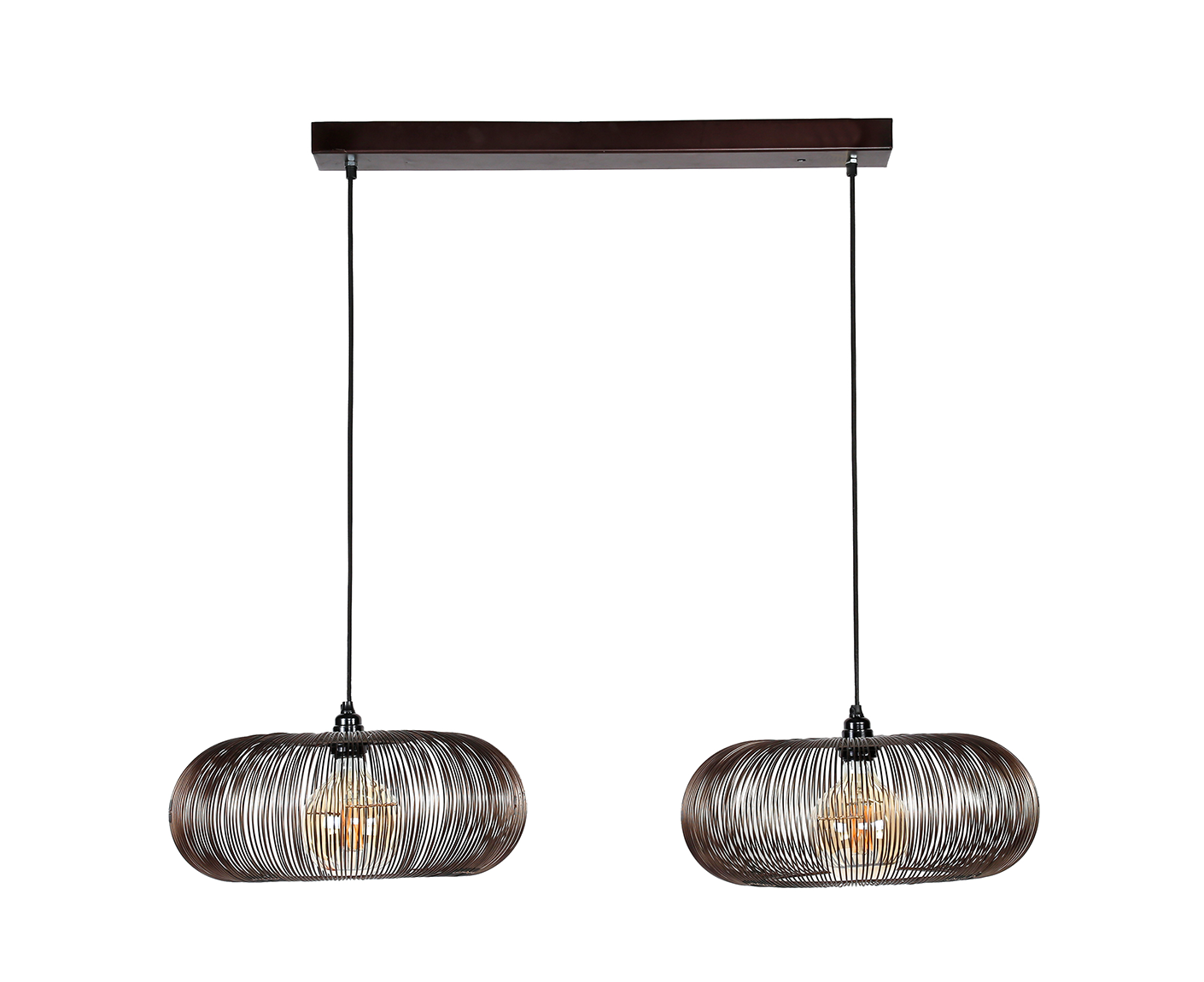 Hängelampe 2er Set 43 cm rund Kupfer Twist / Schwarz Nickel