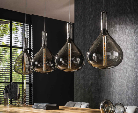 Hängelampe 4L Drop Glass / Artic Schwarz