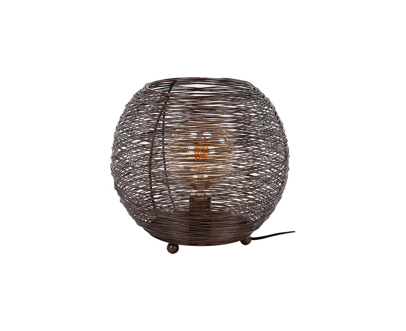 Tischlampe 30 cm rund Web / Schwarz Nickel