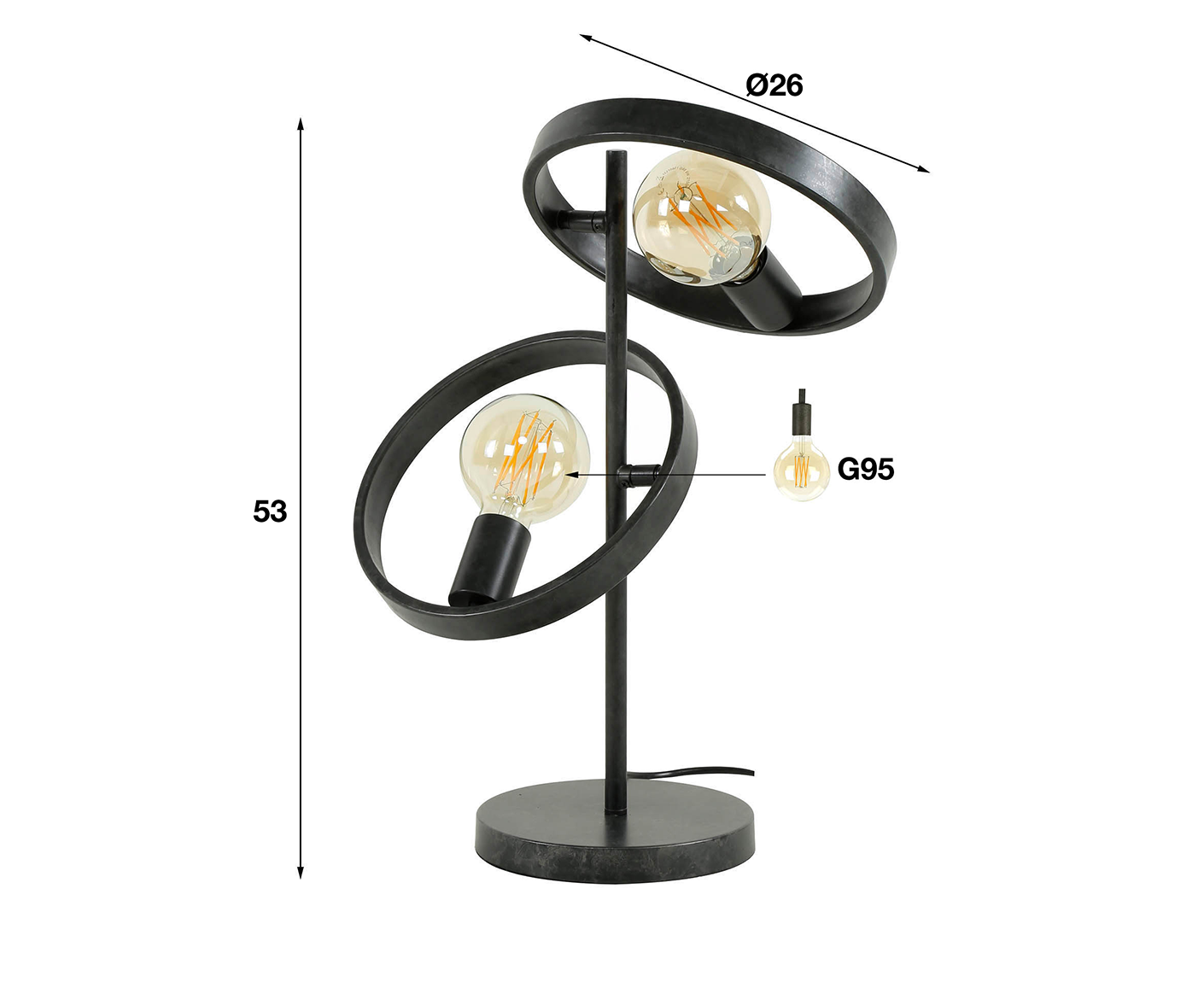 Tischlampe 2L Hover Charcoal