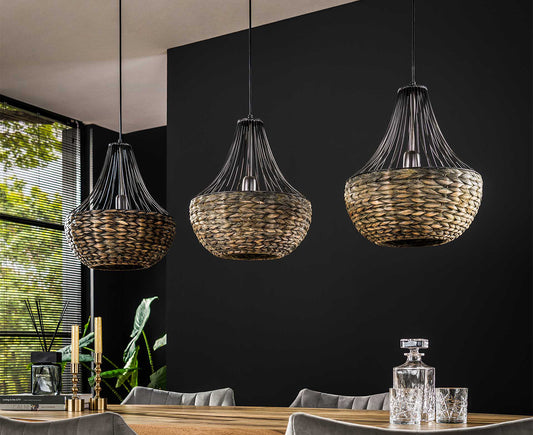 Hängelampe Kegelform Wasserhyazinthe / Schwarz Nickel