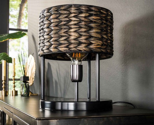 Tischlampe 1L Tower Wasserhyazinthe / Schwarz Nickel