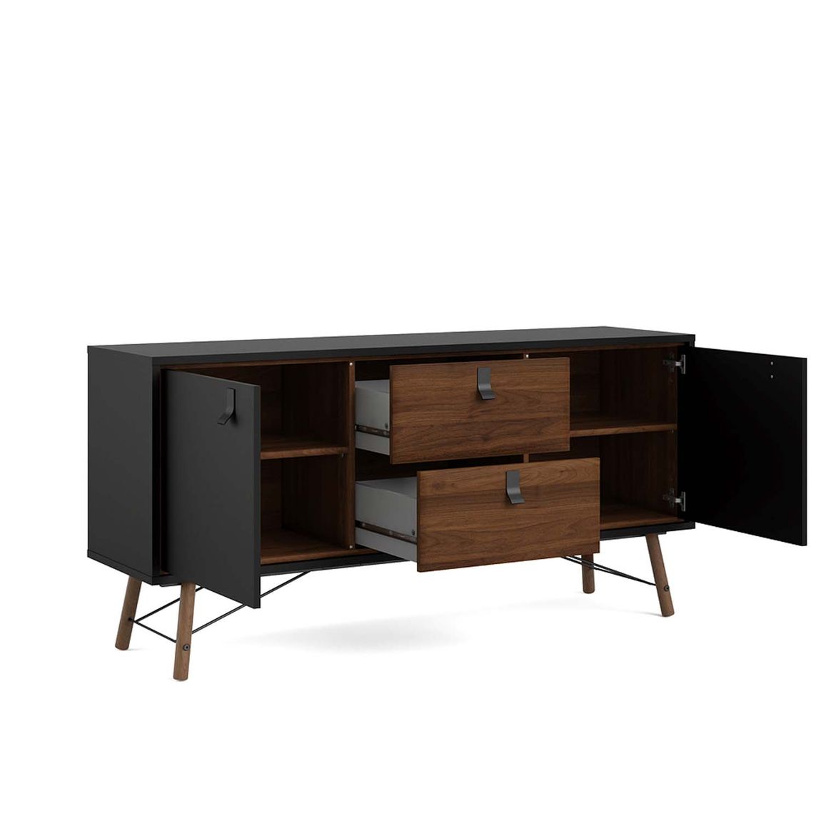 Ry Sideboard Schwarz matt / Walnuss