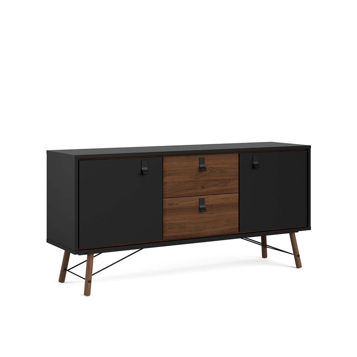 Ry Sideboard Schwarz matt / Walnuss