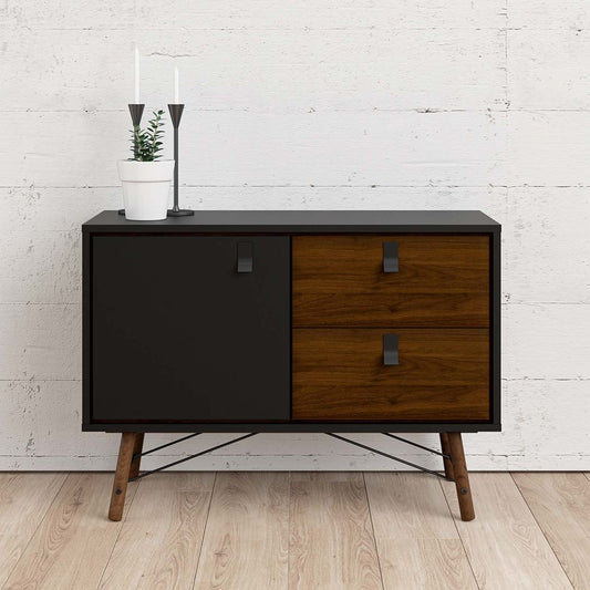 Ry Sideboard Schwarz matt / Walnuss