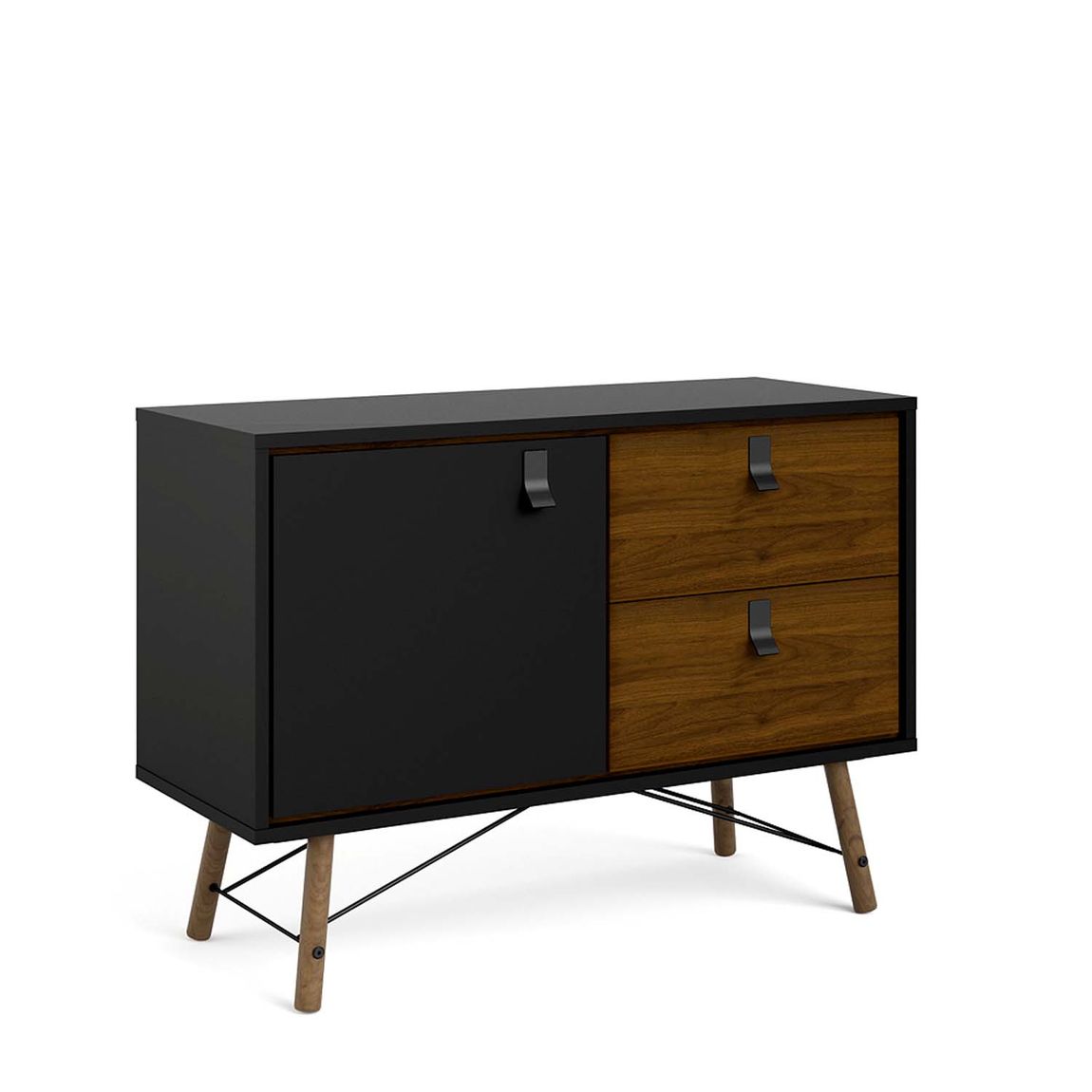 Ry Sideboard Schwarz matt / Walnuss