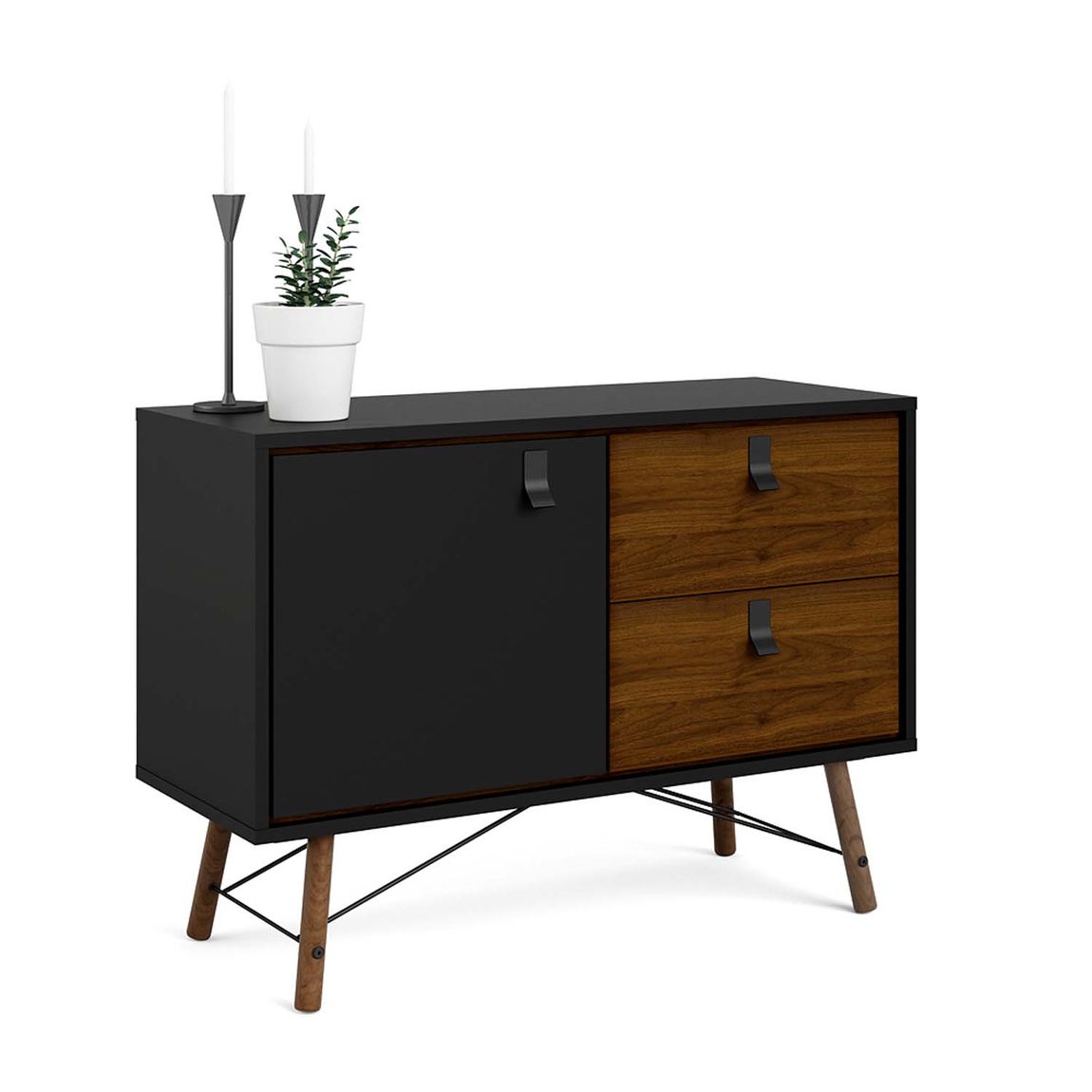 Ry Sideboard Schwarz matt / Walnuss