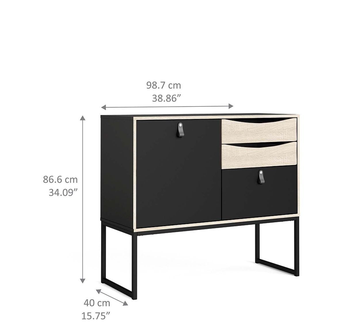 Stubbe Sideboard Schwarz matt / Eiche Struktur