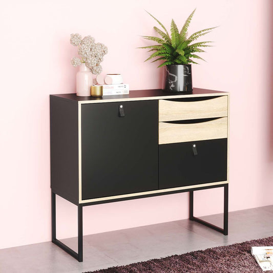 Stubbe Sideboard Schwarz matt / Eiche Struktur