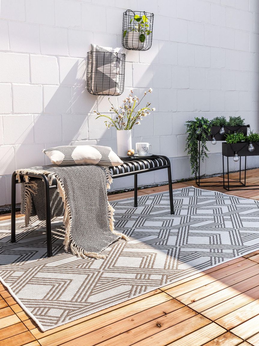 In- & Outdoor Teppich Nillo Grau / Taupe