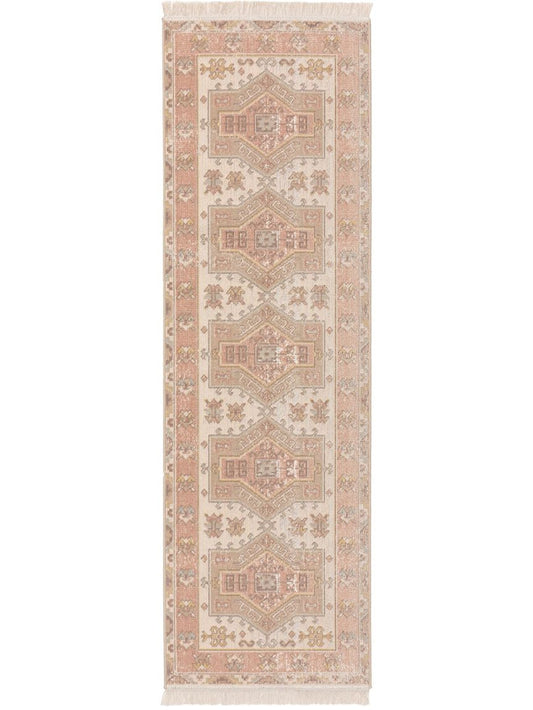 Läufer Folk 80x250 cm Beige / Rosa