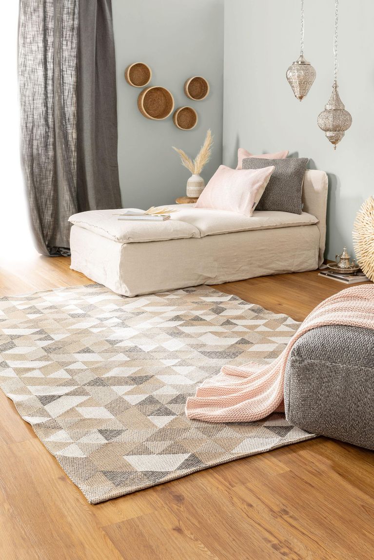 Waschbarer Baumwollteppich Cooper Beige / Grau