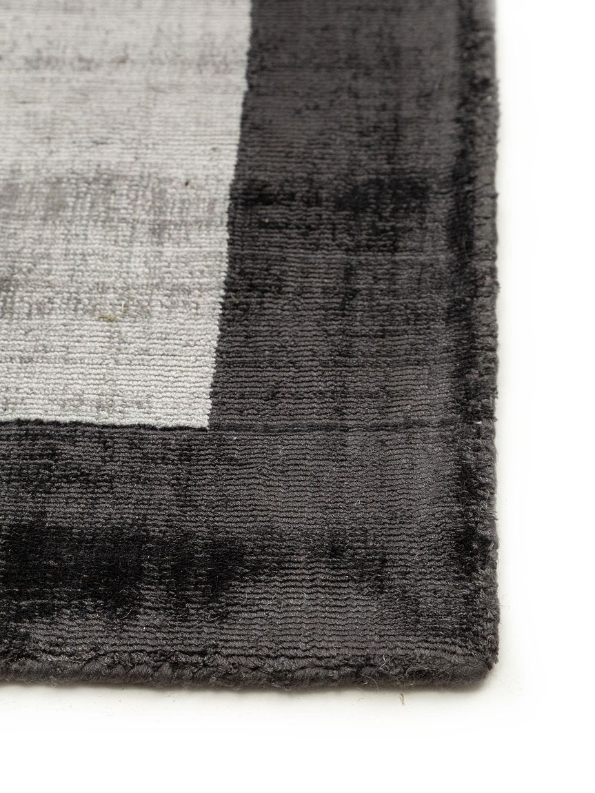 Viskoseteppich Läufer Nova Border 80x250 cm Grau