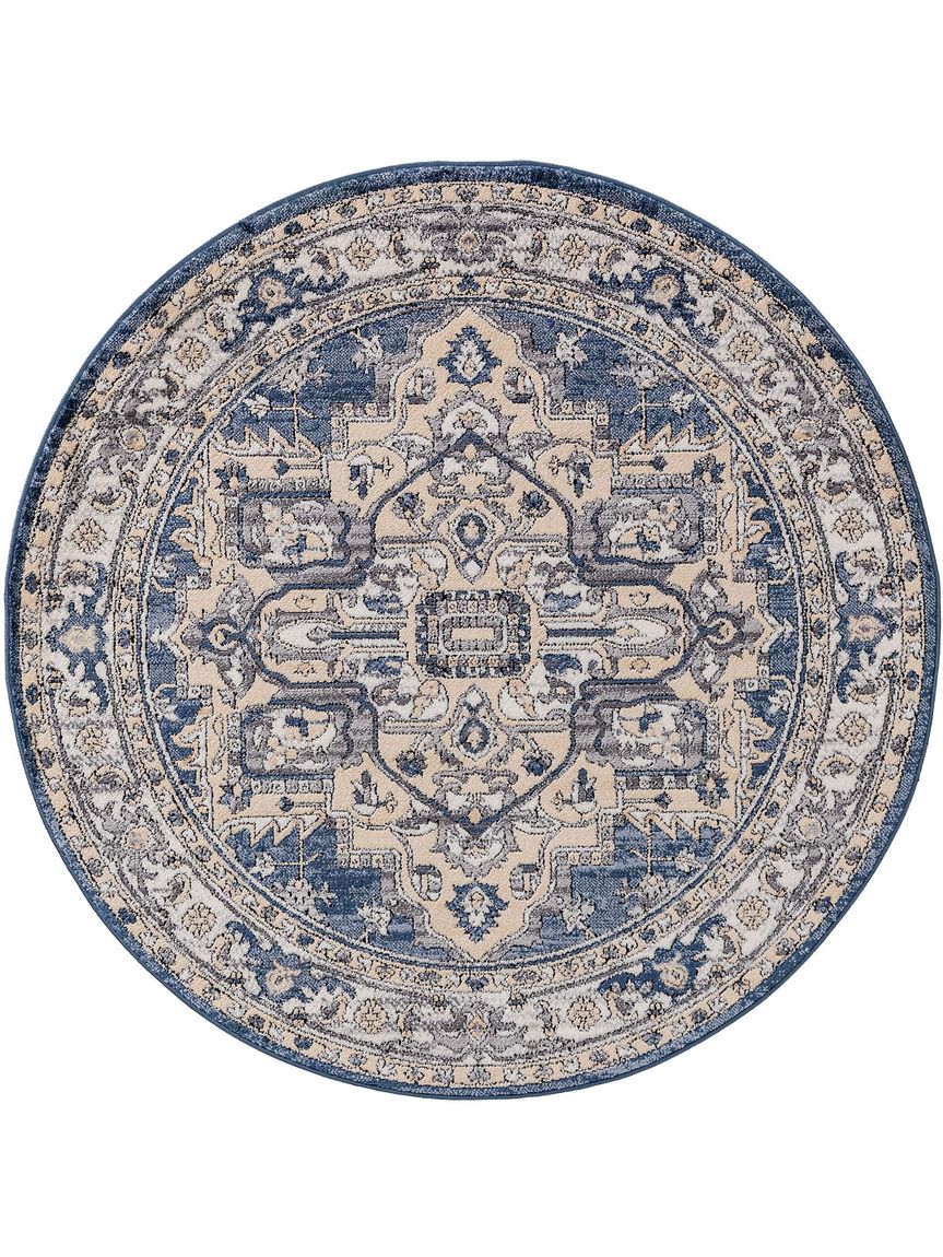 Teppich Sinan Ø 160 cm rund Beige / Blau