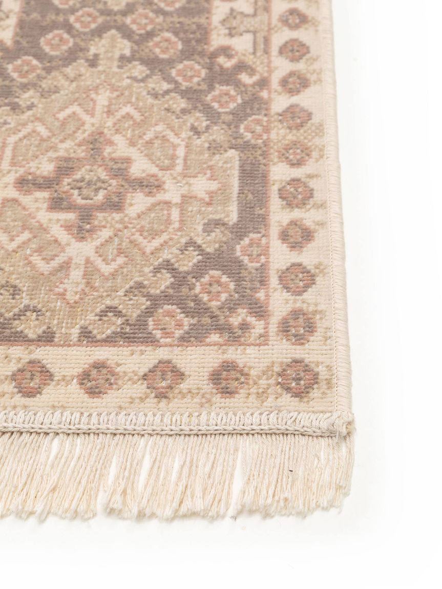 Läufer Folk 80x250 cm Beige / Grau
