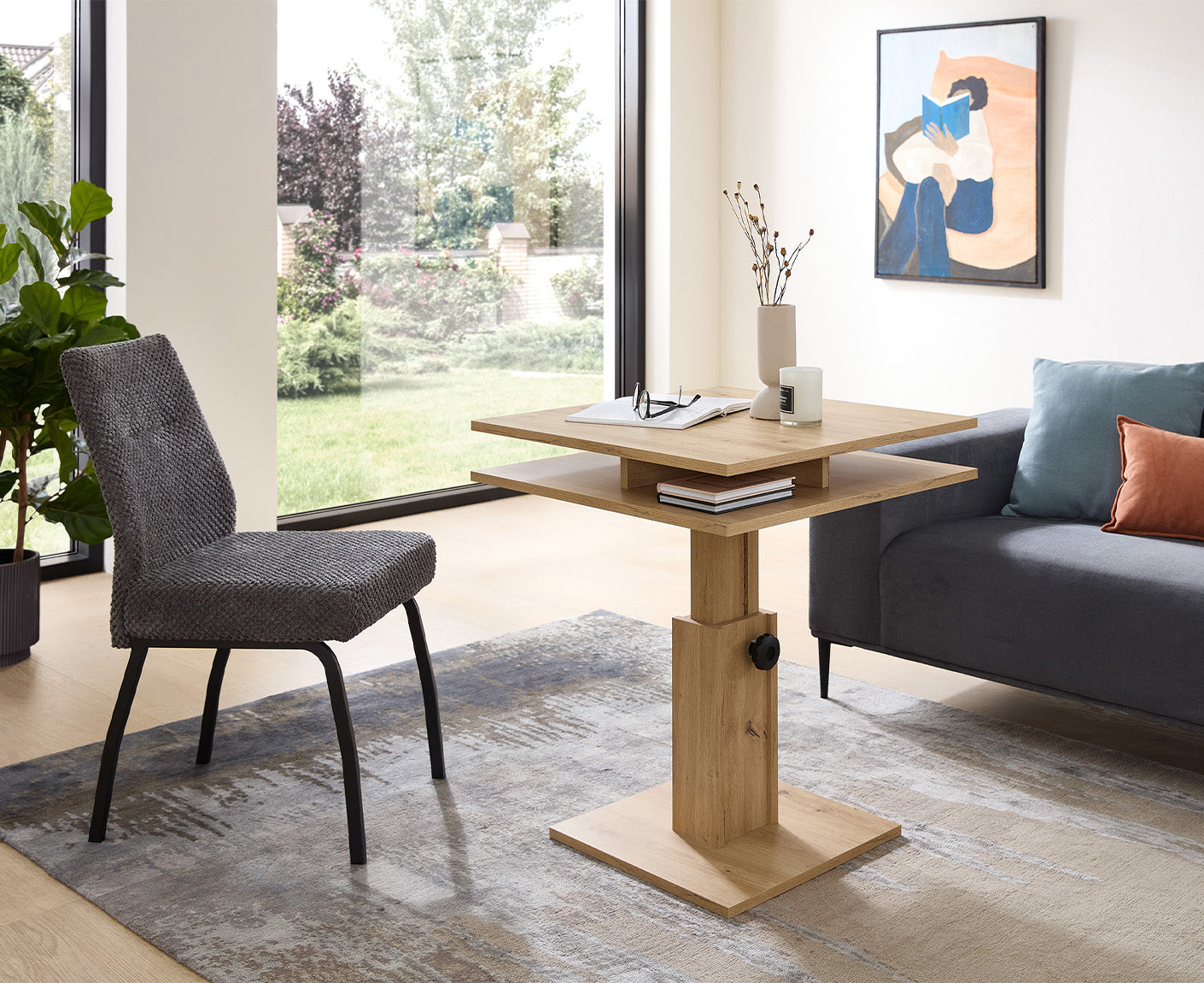 Peer Couchtisch 65x65 cm Artisan Eiche Dekor, höhenverstellbar
