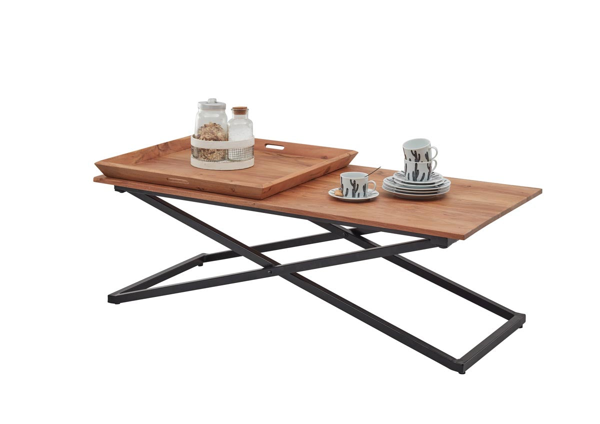 Allround Couchtisch inkl. 2 Tabletts Akazie Massiv