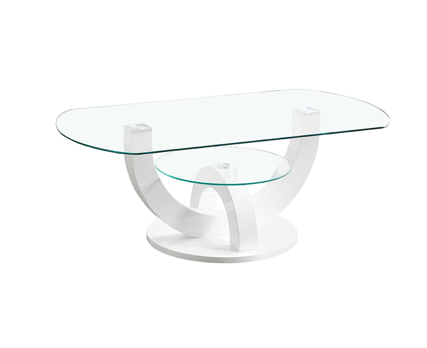 Boston Couchtisch 110x60 cm Glas Weiß Hochglanz