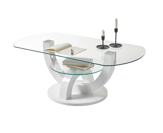 Boston Couchtisch 110x60 cm Glas Weiß Hochglanz