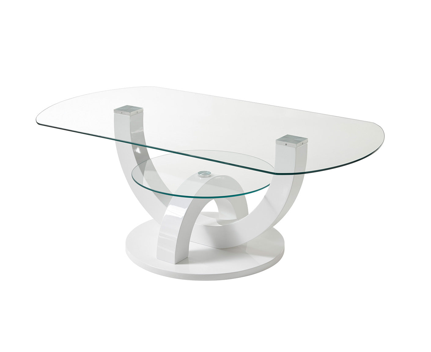 Boston Couchtisch 110x60 cm Glas Weiß Hochglanz