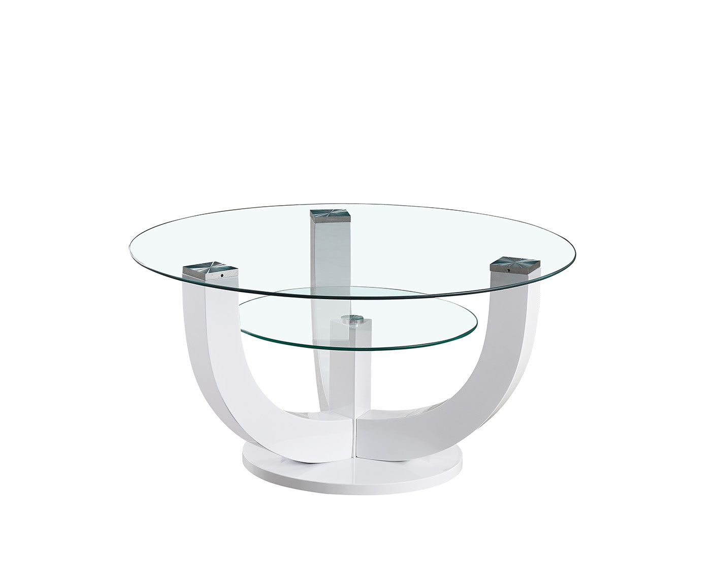 Denver Couchtisch Ø 80 cm Glas Weiß Hochglanz