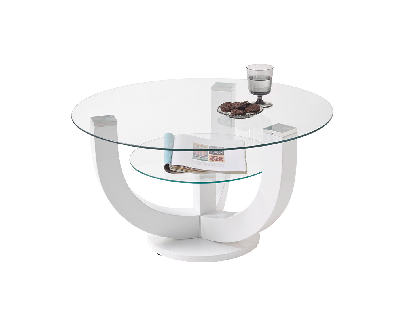 Denver Couchtisch Ø 80 cm Glas Weiß Hochglanz