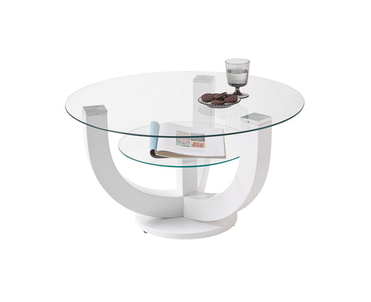 Denver Couchtisch Ø 80 cm Glas Weiß Hochglanz