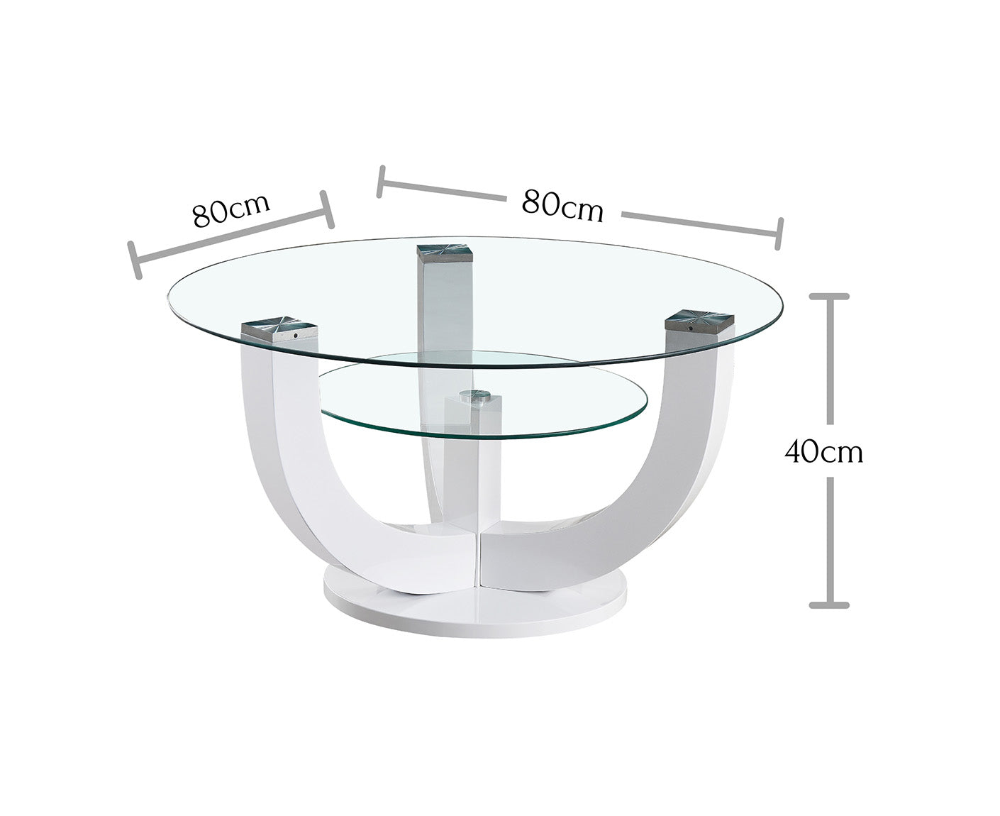 Denver Couchtisch Ø 80 cm Glas Weiß Hochglanz