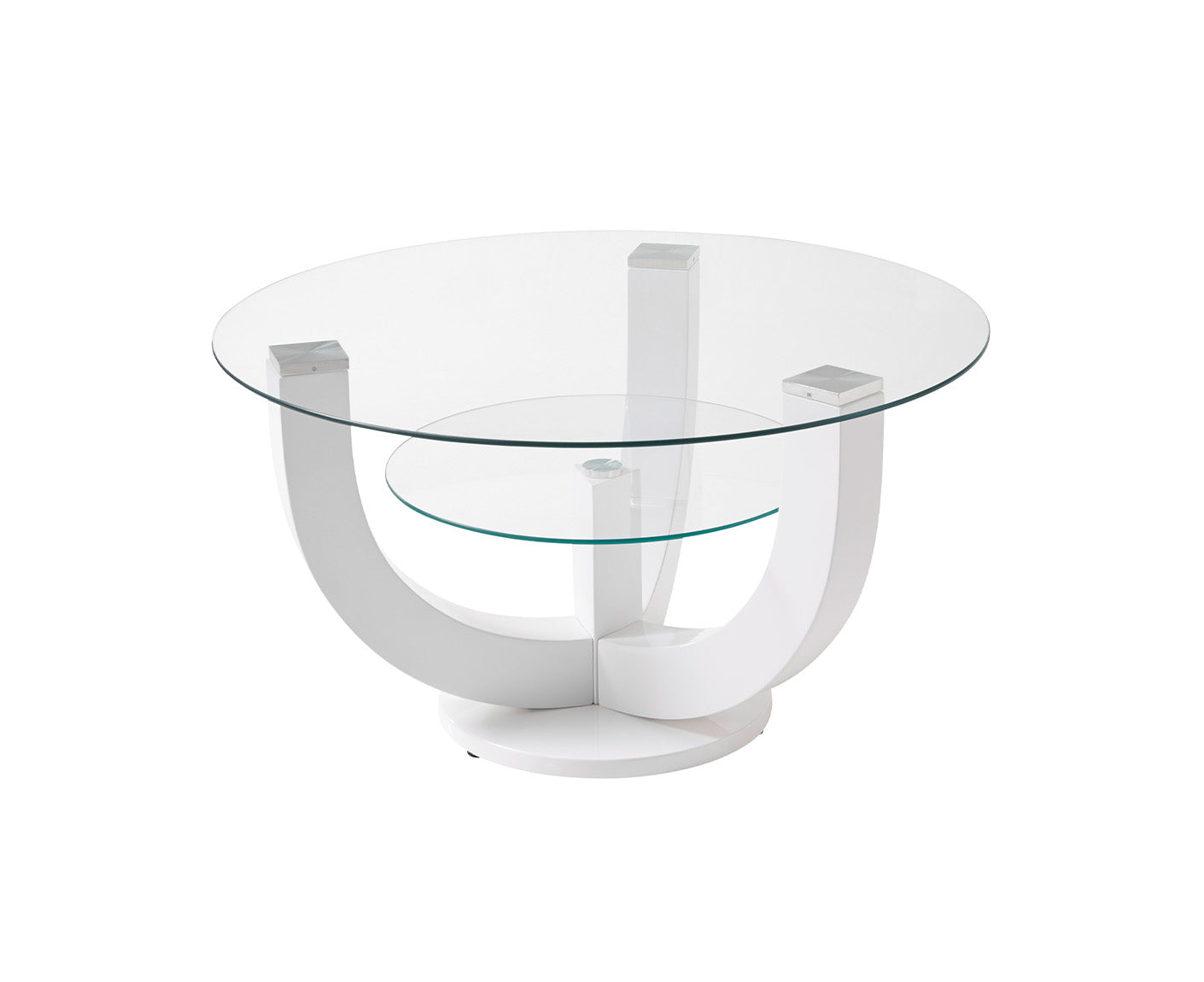 Denver Couchtisch Ø 80 cm Glas Weiß Hochglanz