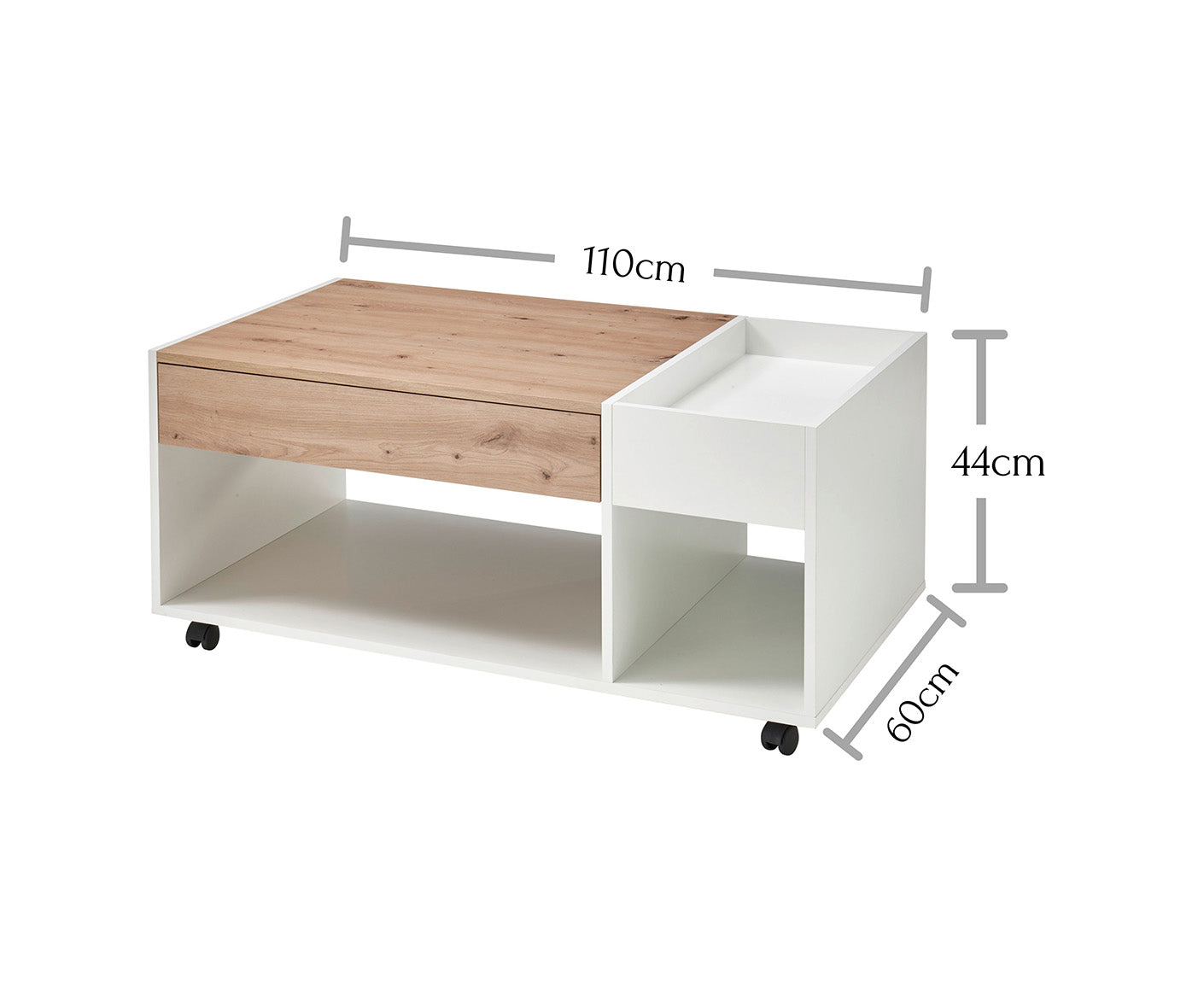 Emil Couchtisch 110x60 cm Weiß / Artisan Eiche Dekor