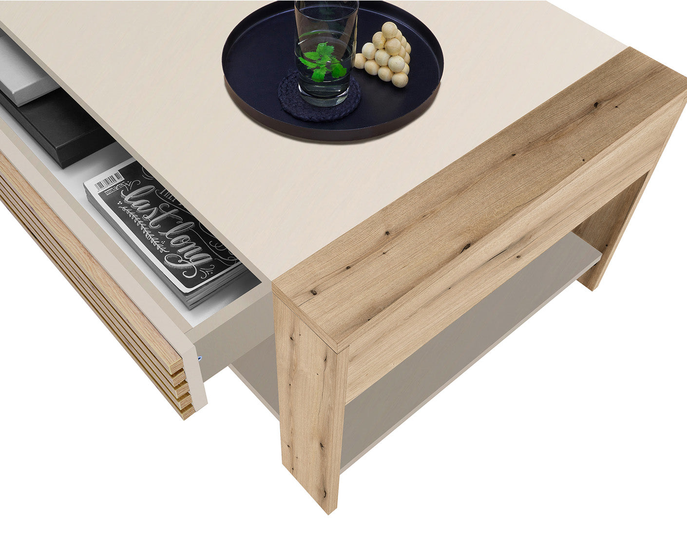 Felipe Couchtisch 108x60 cm Lamellenmuster