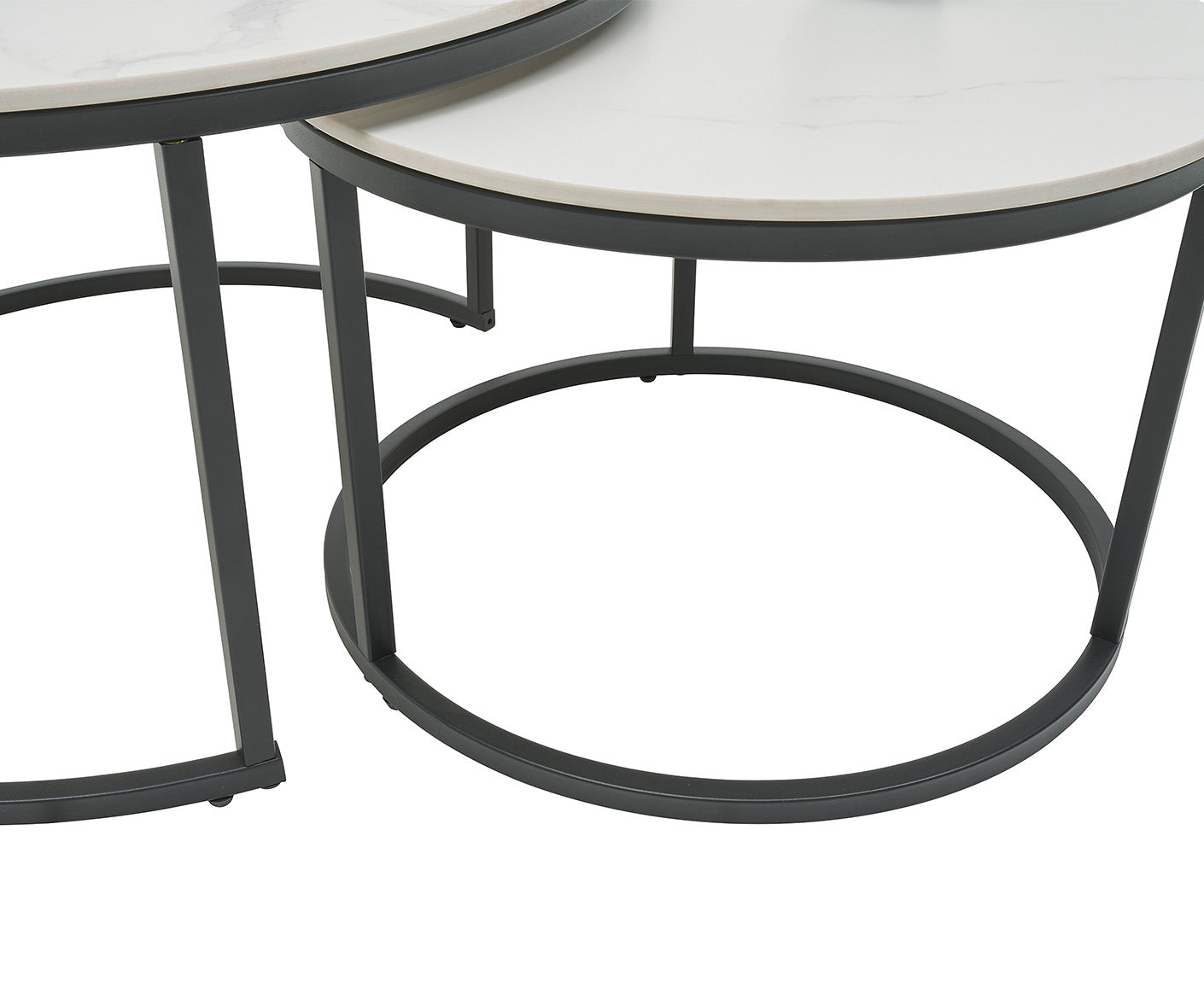 Gino Couchtisch 2er Set 80x42 cm Keramik Weiß marmoriert