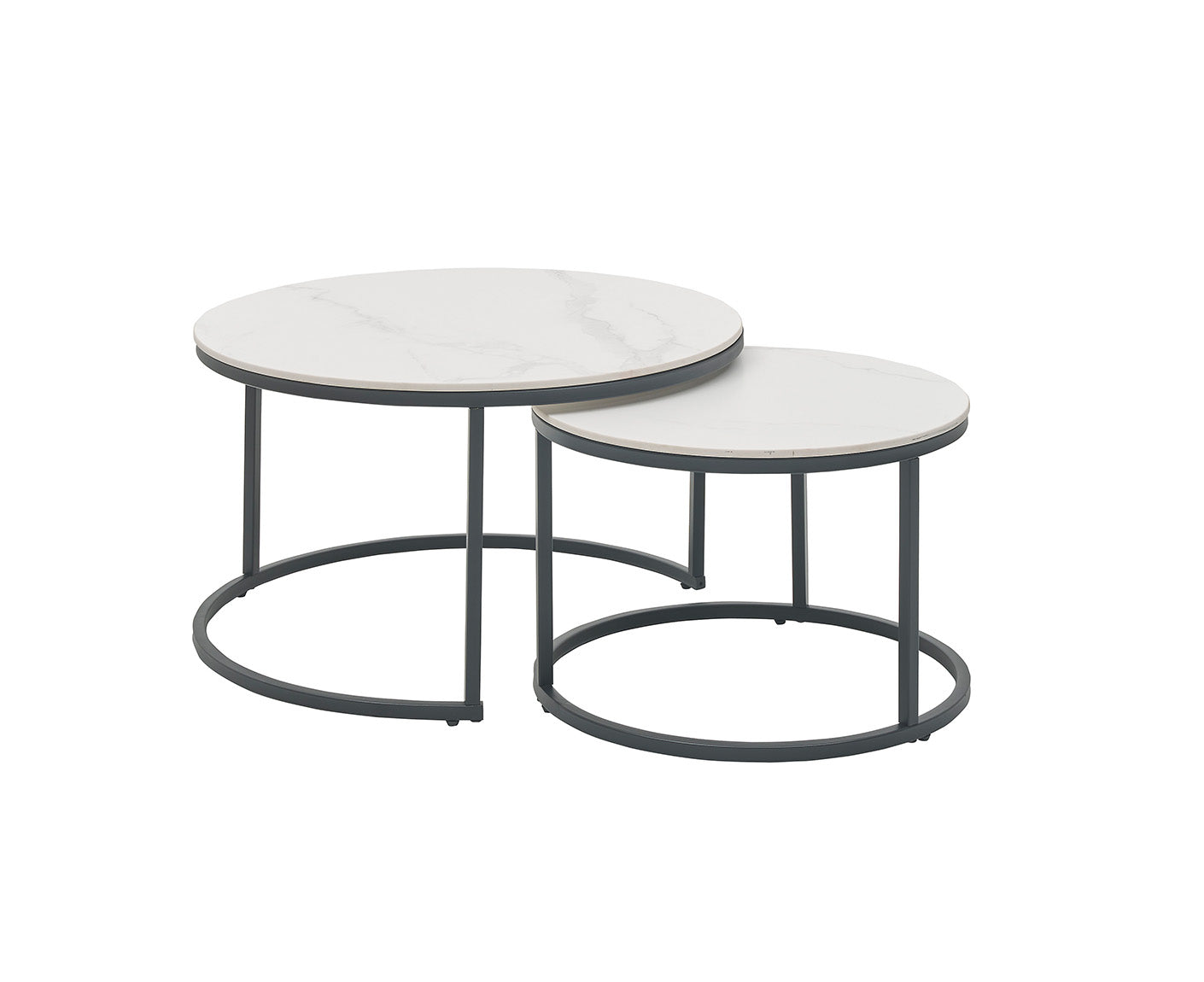 Gino Couchtisch 2er Set 80x42 cm Keramik Weiß marmoriert