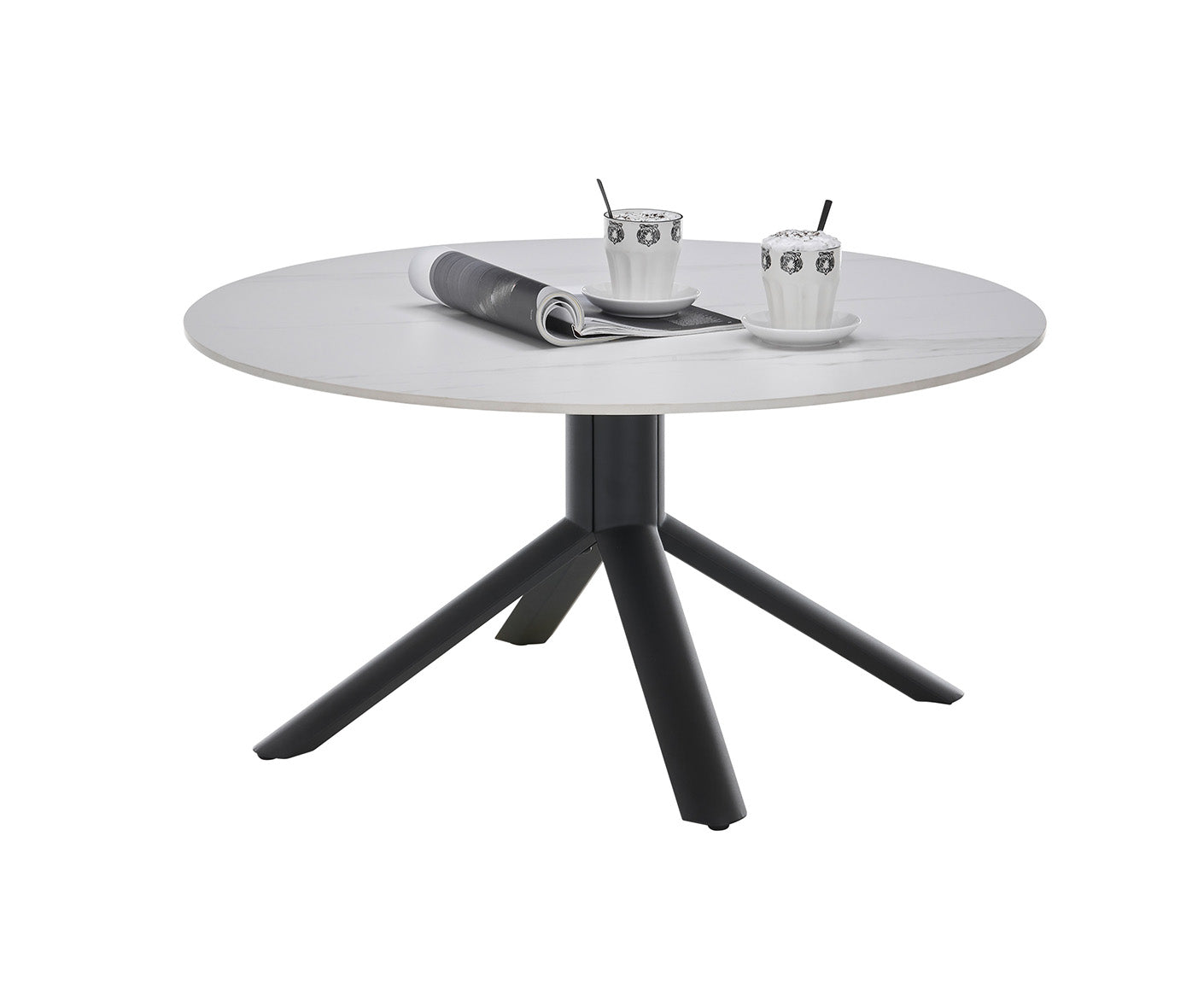 Joanna Couchtisch Ø 90 cm Keramik Weiß / Schwarz