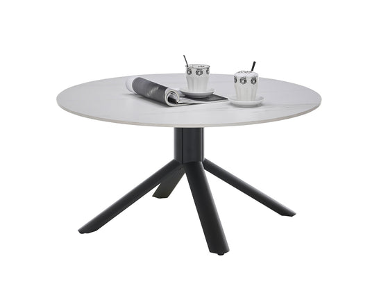 Joanna Couchtisch Ø 90 cm Keramik Weiß / Schwarz