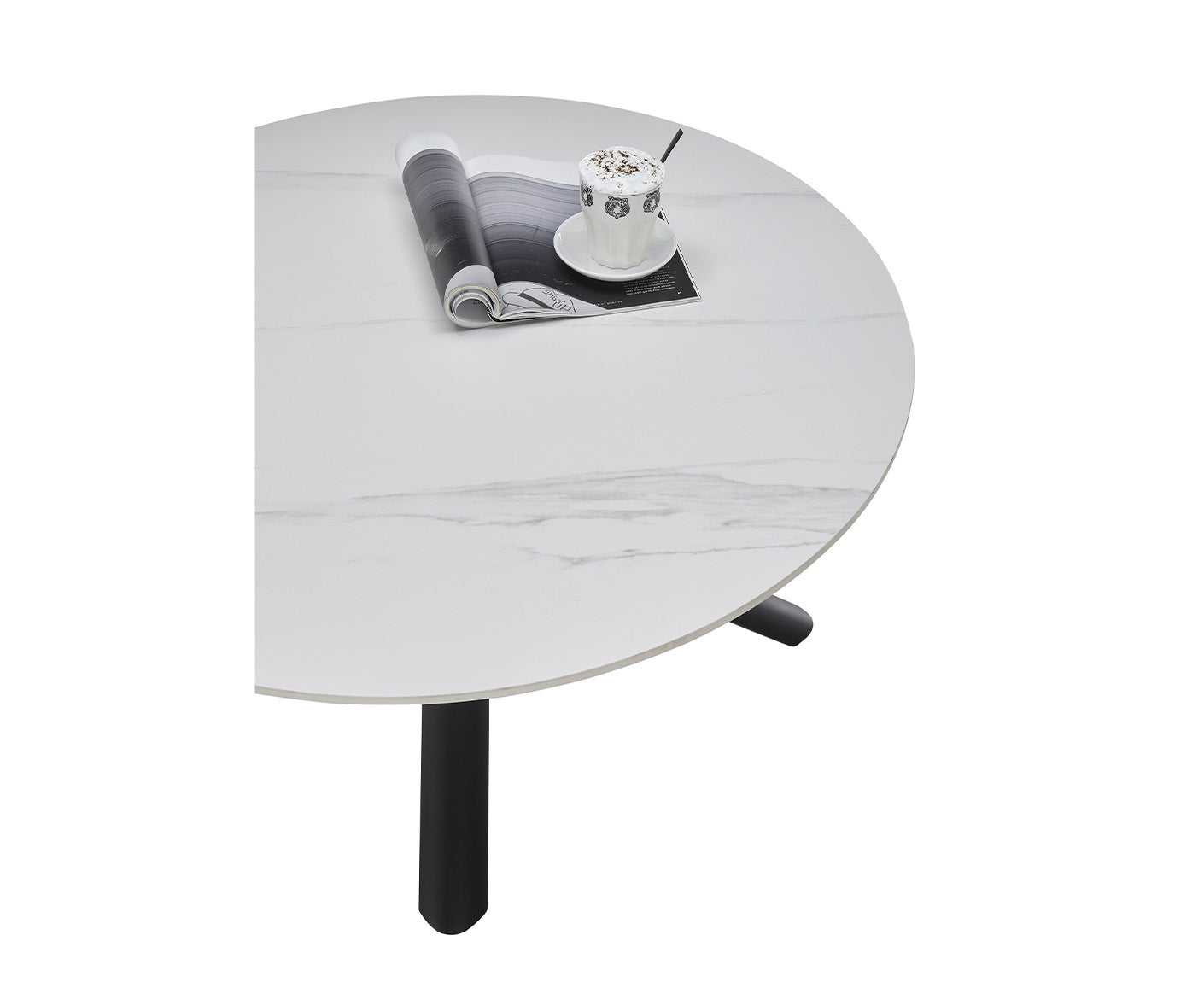 Joanna Couchtisch Ø 90 cm Keramik Weiß / Schwarz