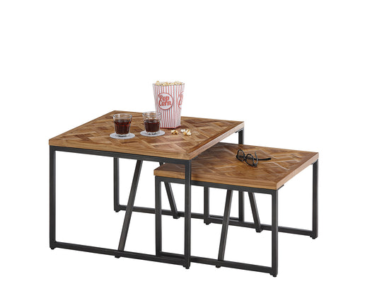 Lola Couchtisch 2er Set recycelten Teak gemustert