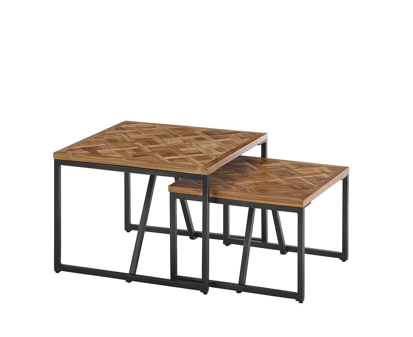 Lola Couchtisch 2er Set recycelten Teak gemustert