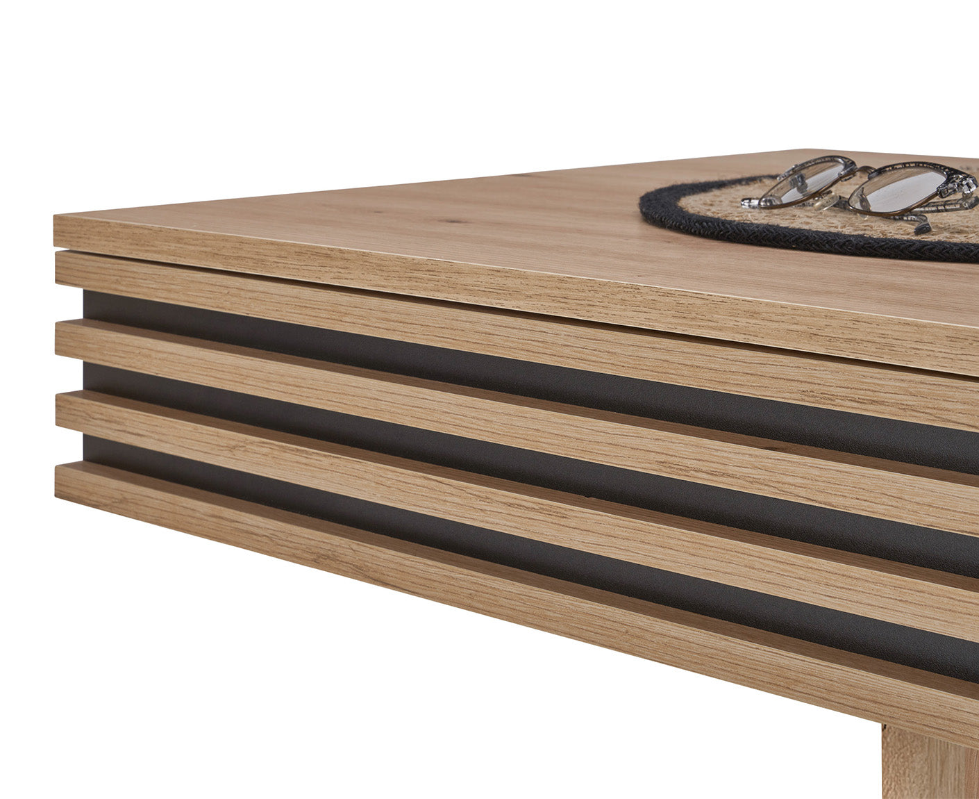 Luara Couchtisch 110x60 cm Lamellenmuster Artisan Eiche Dekor / Schwarz