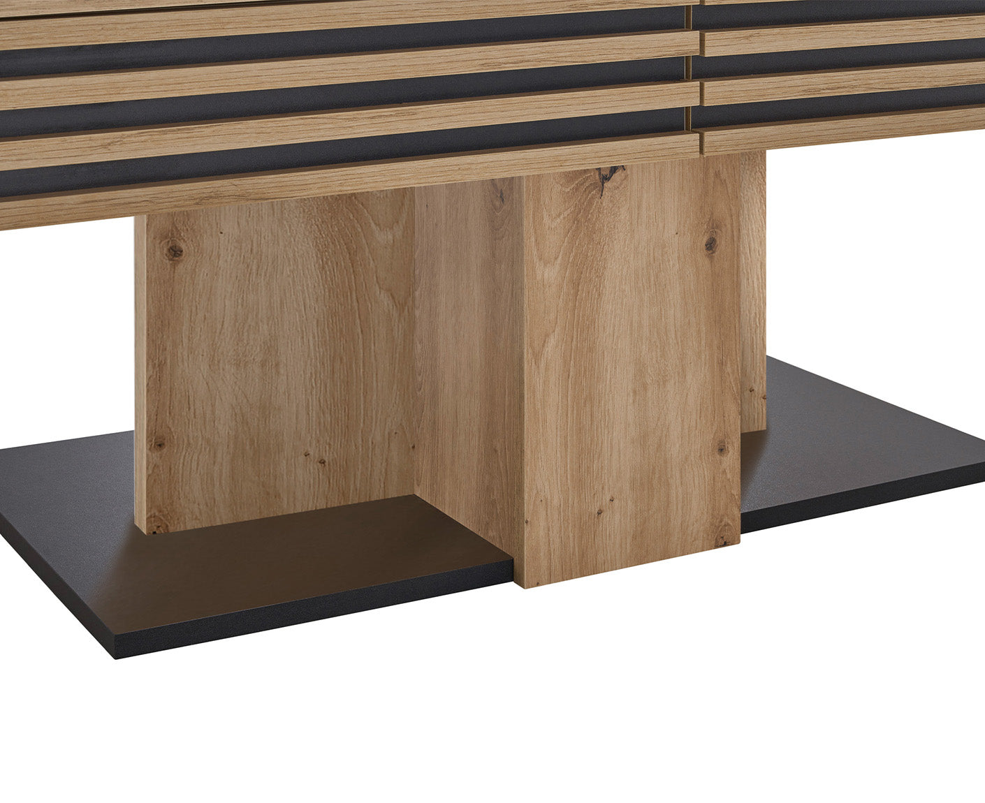 Luara Couchtisch 110x60 cm Lamellenmuster Artisan Eiche Dekor / Schwarz