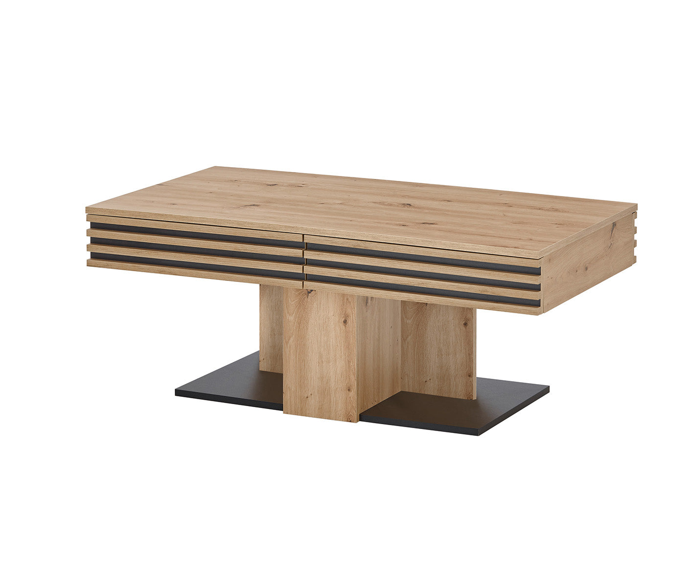 Luara Couchtisch 110x60 cm Lamellenmuster Artisan Eiche Dekor / Schwarz