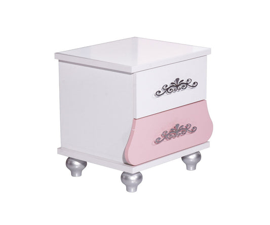 ANASTASIA PINK Nachttisch Kindernachttisch Pink / Weiß