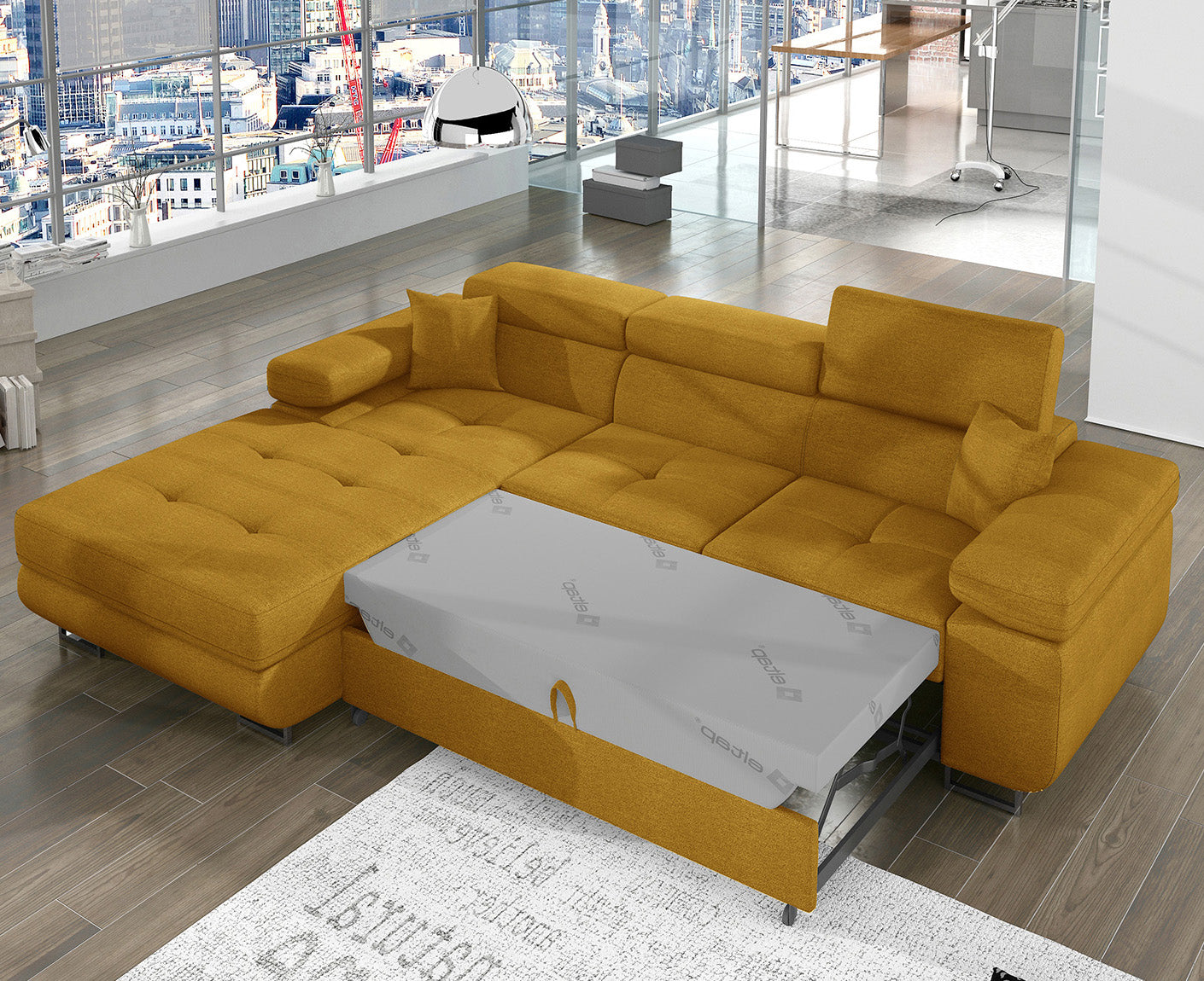 Armando Ecksofa 280 x 205 cm Gelb (Velour)