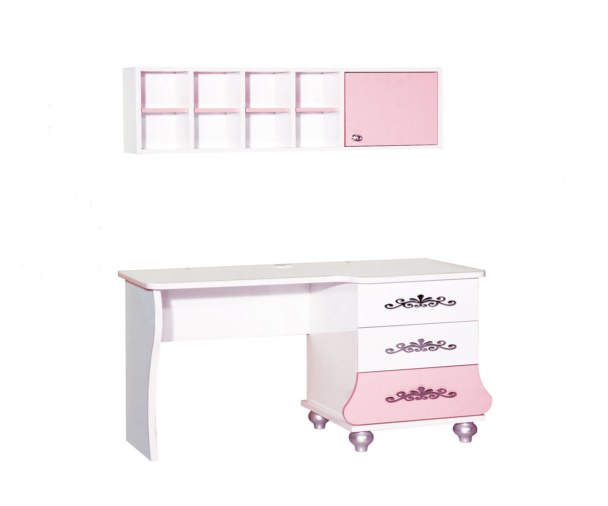 ANASTASIA PINK Hängeregal für Kinderschreibtisch Pink / Weiß