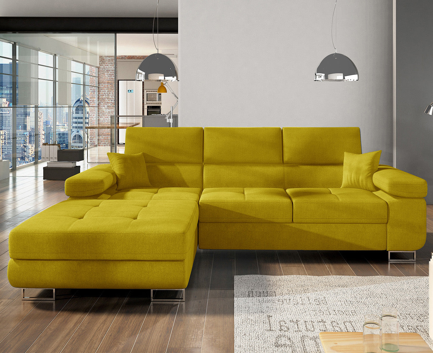 Armando Ecksofa 280 x 205 cm Gelb (Velour)