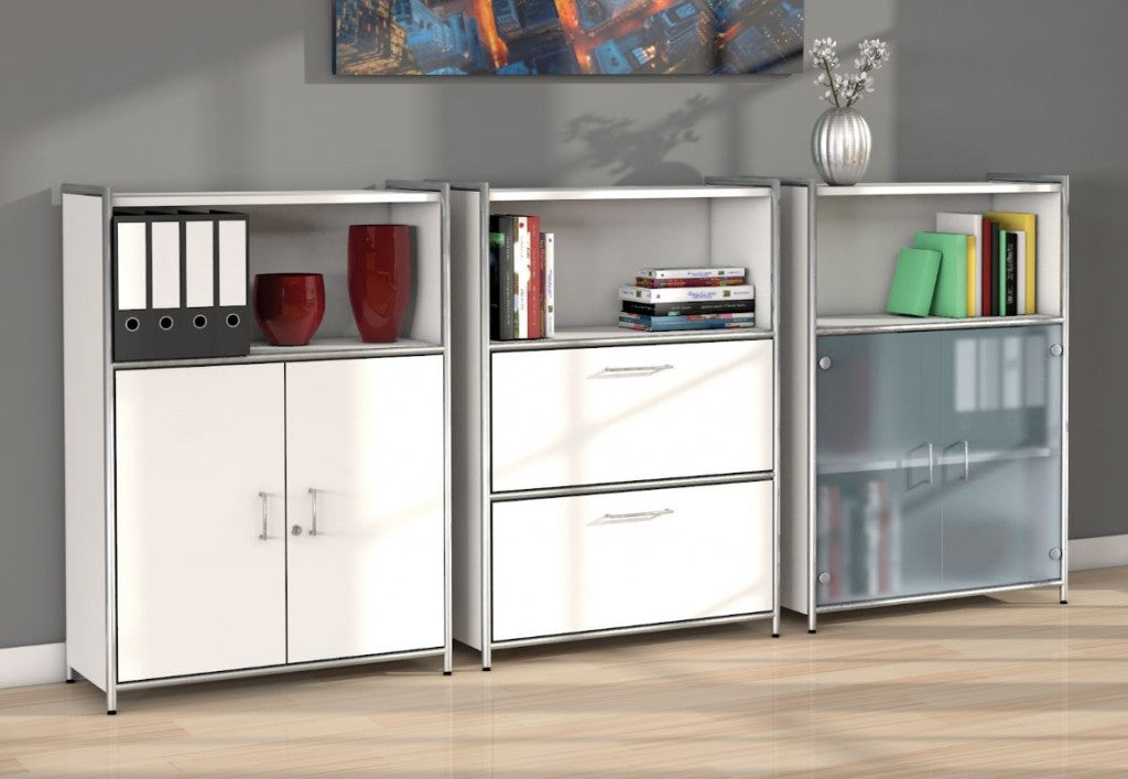 ARTLINE TYP17 Highboard 3 OH Regal Sideboard Büroregal Regalwand Weiß