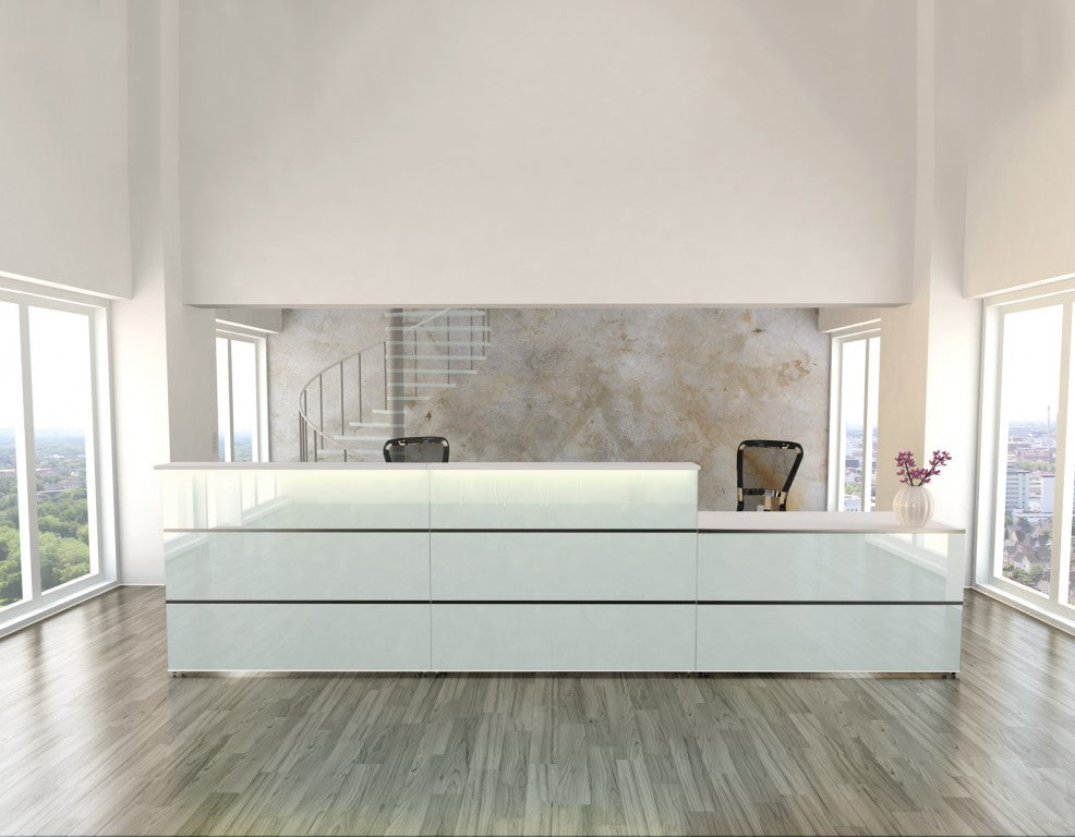 Atlantis NEW TYP3 Empfangstheke Theke Empfang Rezeption Arzttheke Glas Weiß