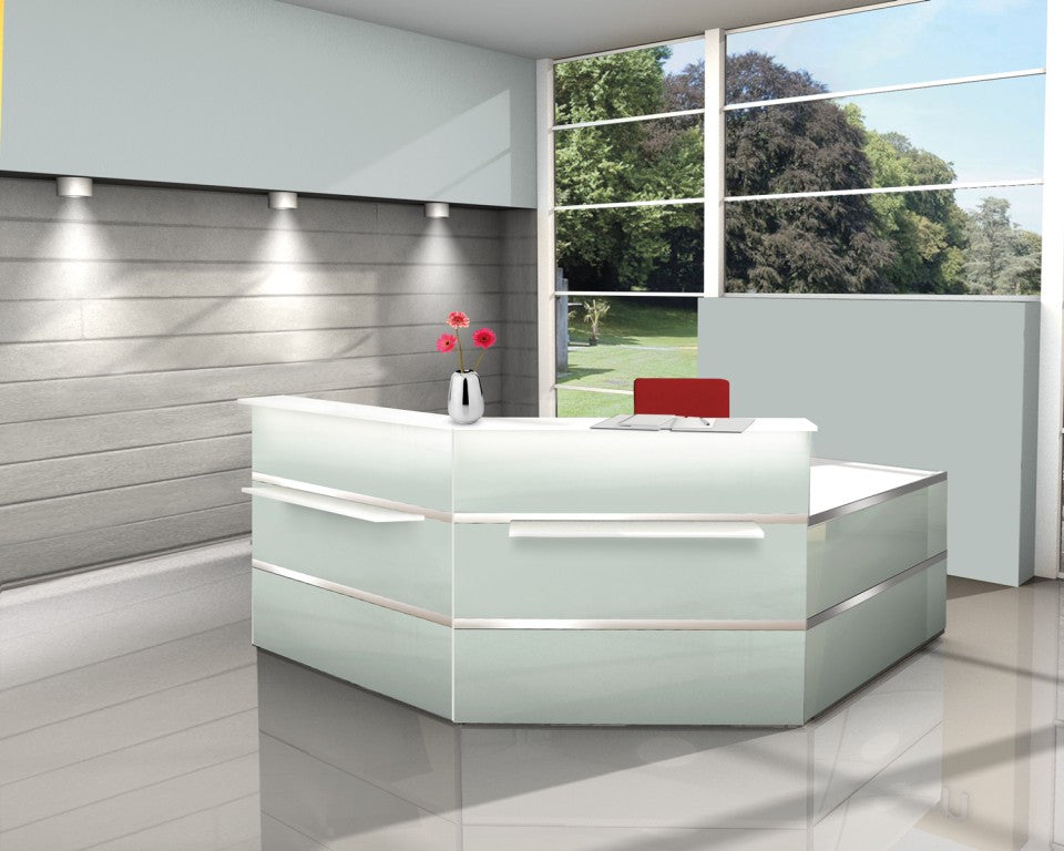 Atlantis NEW TYP5 Empfangstheke Theke Empfang Rezeption Arzttheke Glas Weiß