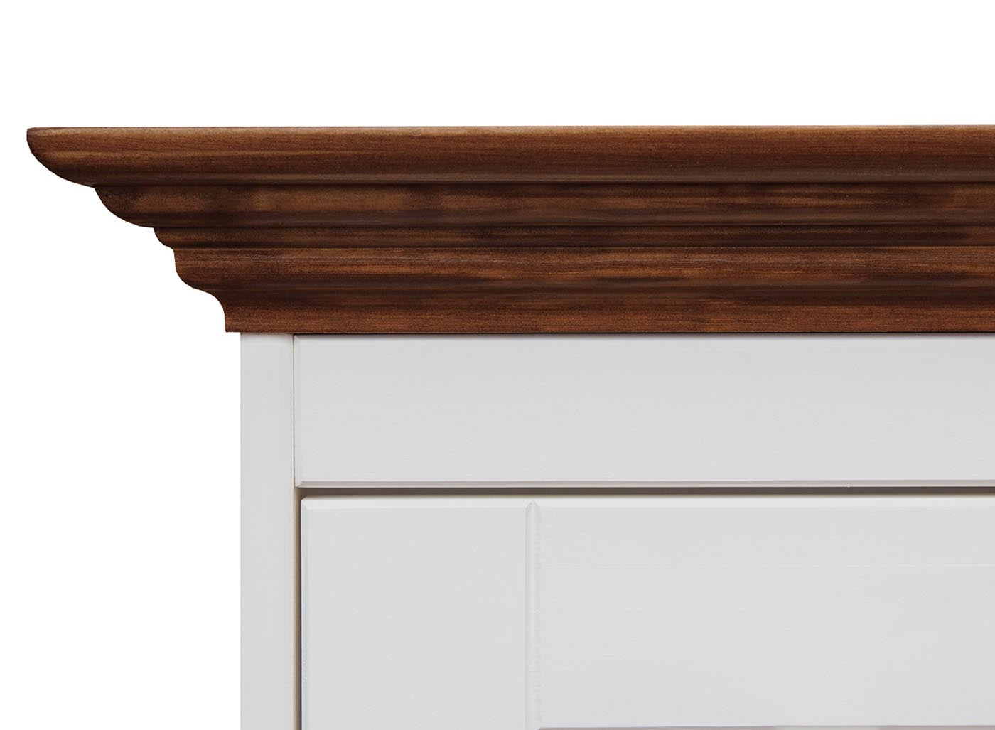 Belluno Elegante Massivholz Sideboard mit 4 Türen Weiß / Walnuss